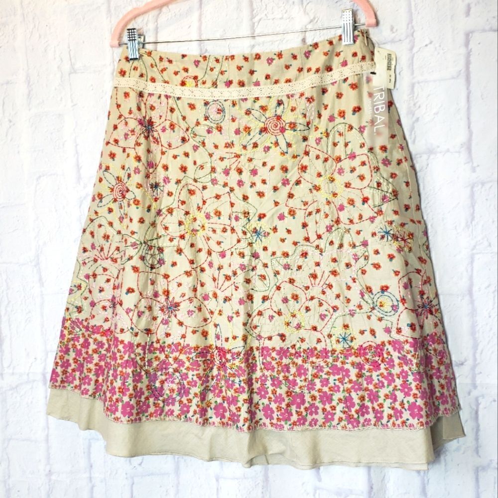 TRIBAL Floral Embroidered Skirt